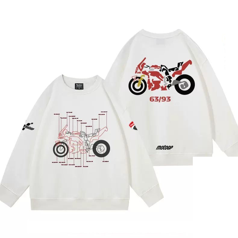 【薄手・裏起毛から選べる】バイカースタイル トップス バイクナンバー バックプリント ユニセックス 長袖 スウェット