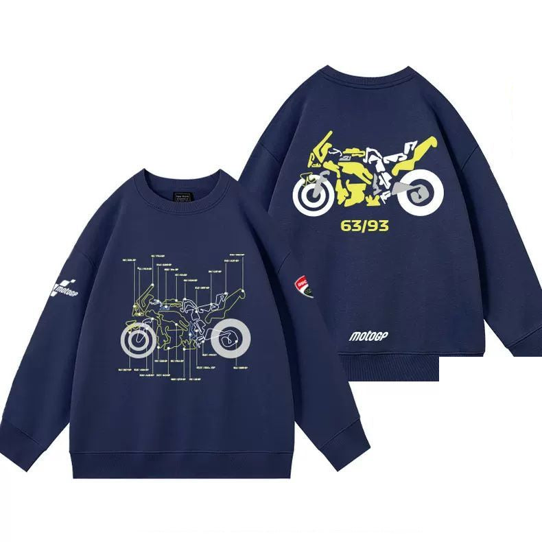 【薄手・裏起毛から選べる】バイカースタイル トップス バイクナンバー バックプリント ユニセックス 長袖 スウェット