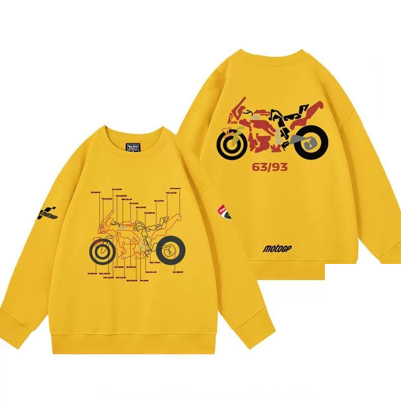 【薄手・裏起毛から選べる】バイカースタイル トップス バイクナンバー バックプリント ユニセックス 長袖 スウェット
