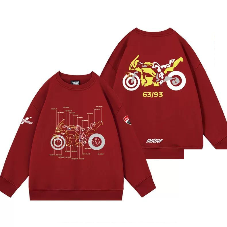 【薄手・裏起毛から選べる】バイカースタイル トップス バイクナンバー バックプリント ユニセックス 長袖 スウェット