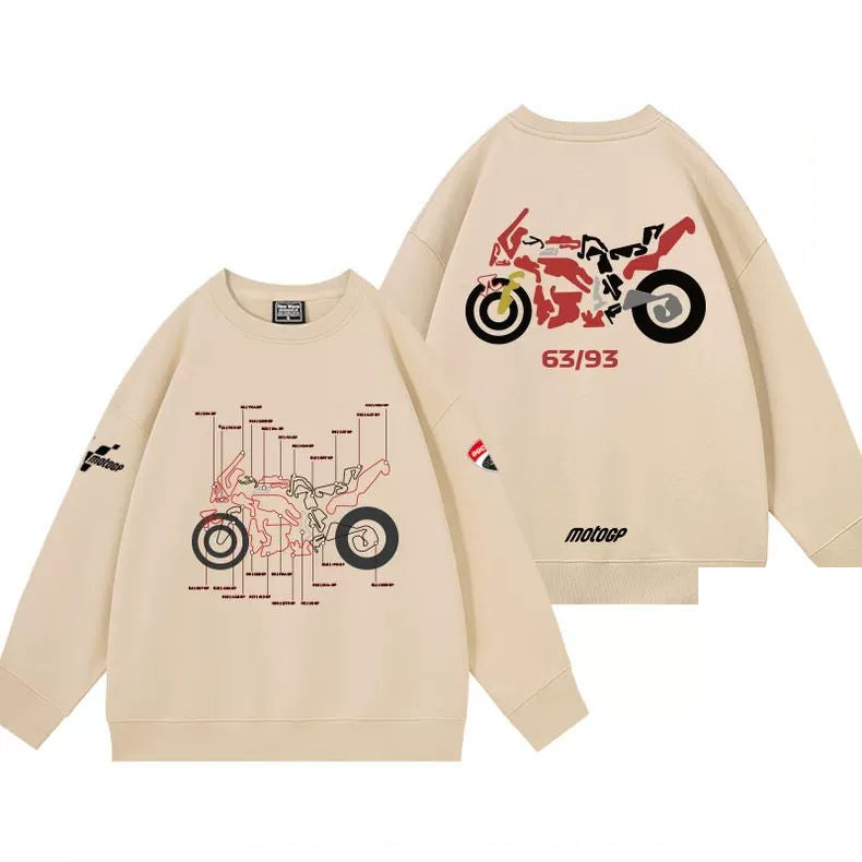 【薄手・裏起毛から選べる】バイカースタイル トップス バイクナンバー バックプリント ユニセックス 長袖 スウェット