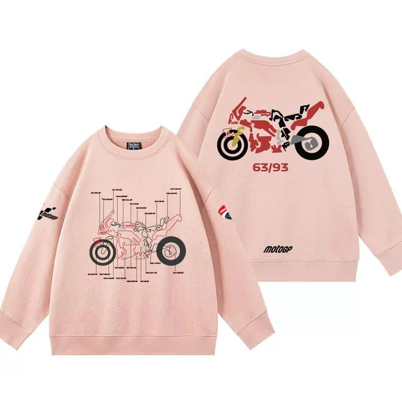 【薄手・裏起毛から選べる】バイカースタイル トップス バイクナンバー バックプリント ユニセックス 長袖 スウェット
