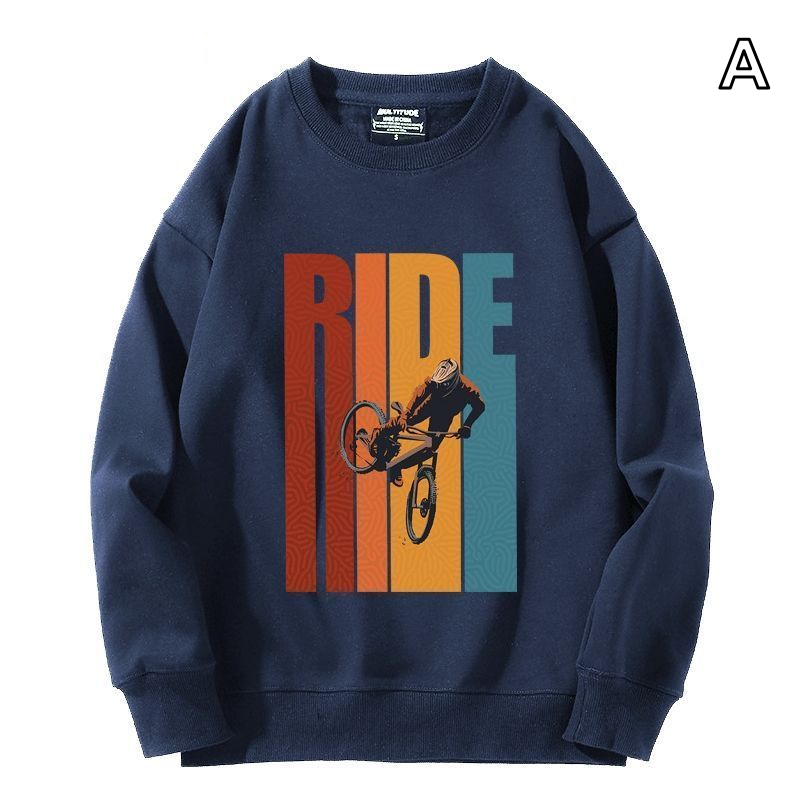 【薄手・裏起毛から選べる】バイカースタイル トップス BMX サイクルグラフィック ユニセックス 長袖 スウェット