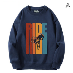 【薄手・裏起毛から選べる】バイカースタイル トップス BMX サイクルグラフィック ユニセックス 長袖 スウェット