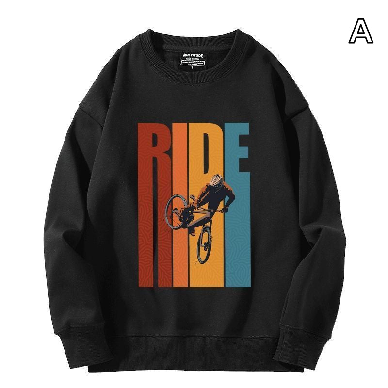 【薄手・裏起毛から選べる】バイカースタイル トップス BMX サイクルグラフィック ユニセックス 長袖 スウェット