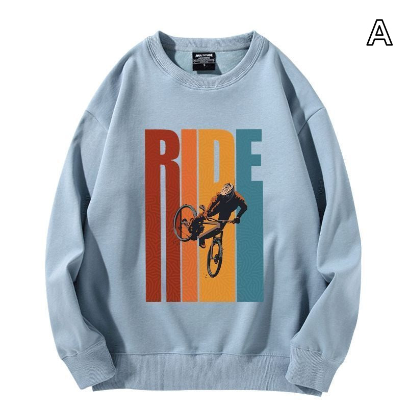【薄手・裏起毛から選べる】バイカースタイル トップス BMX サイクルグラフィック ユニセックス 長袖 スウェット