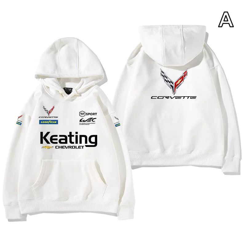 【薄手・裏起毛から選べる】バイカースタイル トップス レーシングエンブレム レタリング ユニセックス 長袖 パーカー