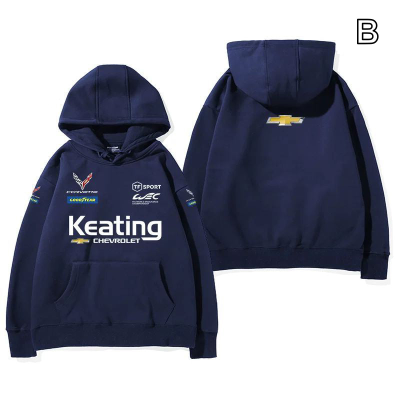 【薄手・裏起毛から選べる】バイカースタイル トップス レーシングエンブレム レタリング ユニセックス 長袖 パーカー