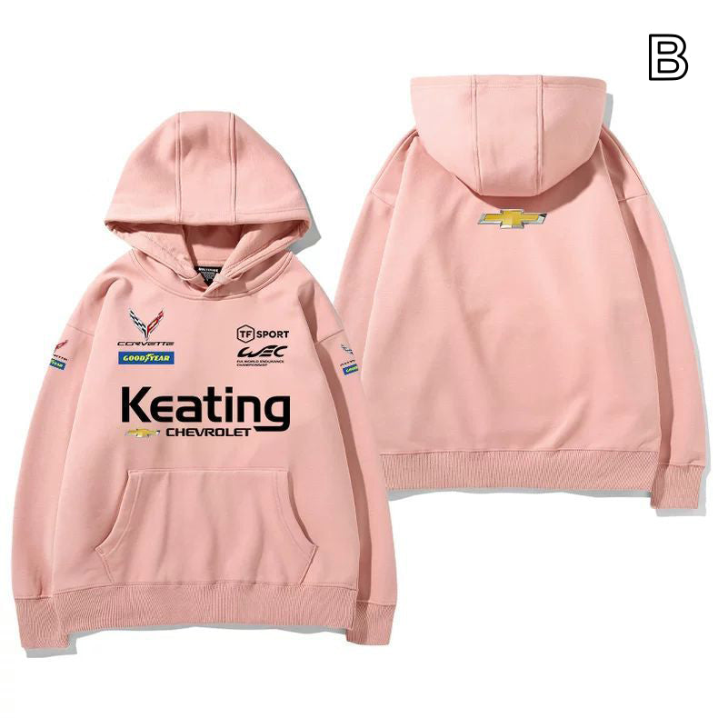 【薄手・裏起毛から選べる】バイカースタイル トップス レーシングエンブレム レタリング ユニセックス 長袖 パーカー