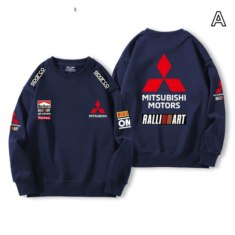 【薄手・裏起毛から選べる】バイカースタイル トップス ラリーロゴ レーシングプリント ユニセックス 長袖 スウェット