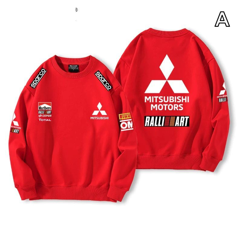 【薄手・裏起毛から選べる】バイカースタイル トップス ラリーロゴ レーシングプリント ユニセックス 長袖 スウェット