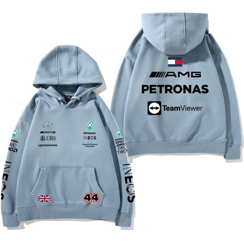 【薄手・裏起毛から選べる】バイカースタイル トップス レーシングチーム ロゴバックプリント ユニセックス 長袖 パーカー