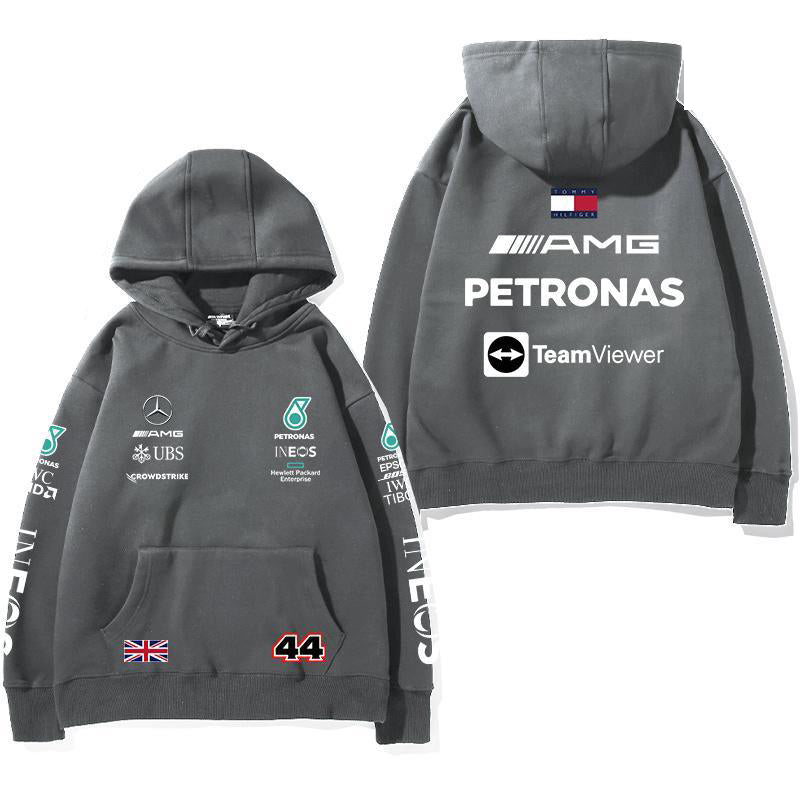 【薄手・裏起毛から選べる】バイカースタイル トップス レーシングチーム ロゴバックプリント ユニセックス 長袖 パーカー