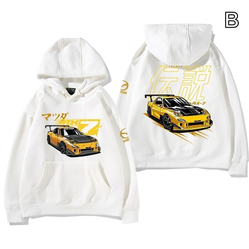 【薄手・裏起毛から選べる】バイカースタイル トップス スポーツカー レーシンググラフィック ユニセックス 長袖 パーカー