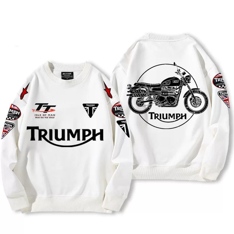 【薄手・裏起毛から選べる】バイカースタイル トップス バイクエンブレム イラストプリント ユニセックス 長袖 スウェット