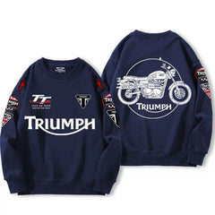 【薄手・裏起毛から選べる】バイカースタイル トップス バイクエンブレム イラストプリント ユニセックス 長袖 スウェット