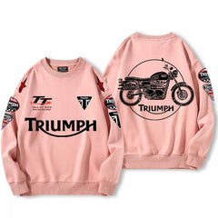 【薄手・裏起毛から選べる】バイカースタイル トップス バイクエンブレム イラストプリント ユニセックス 長袖 スウェット