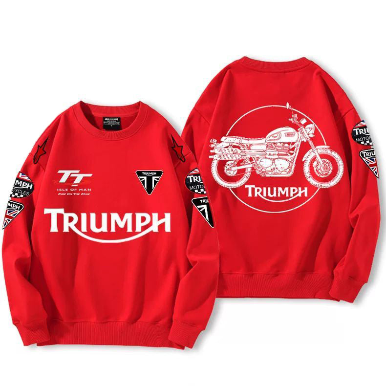 【薄手・裏起毛から選べる】バイカースタイル トップス バイクエンブレム イラストプリント ユニセックス 長袖 スウェット