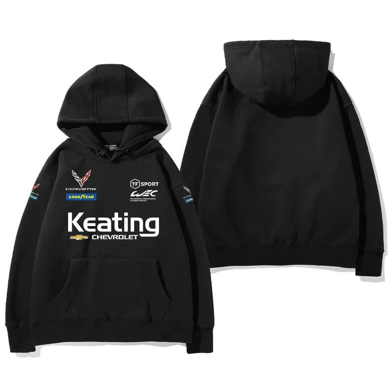 【薄手・裏起毛から選べる】バイカースタイル トップス レーシングチーム レタリングロゴ ユニセックス 長袖 パーカー