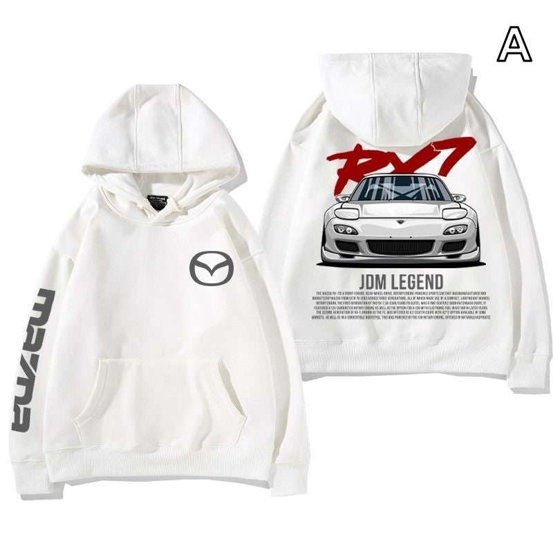 【薄手・裏起毛から選べる】バイカースタイル トップス スポーツカー レタリングプリント ユニセックス 長袖 パーカー