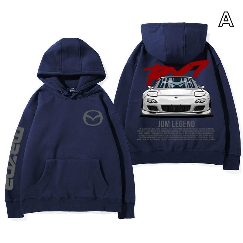 【薄手・裏起毛から選べる】バイカースタイル トップス スポーツカー レタリングプリント ユニセックス 長袖 パーカー