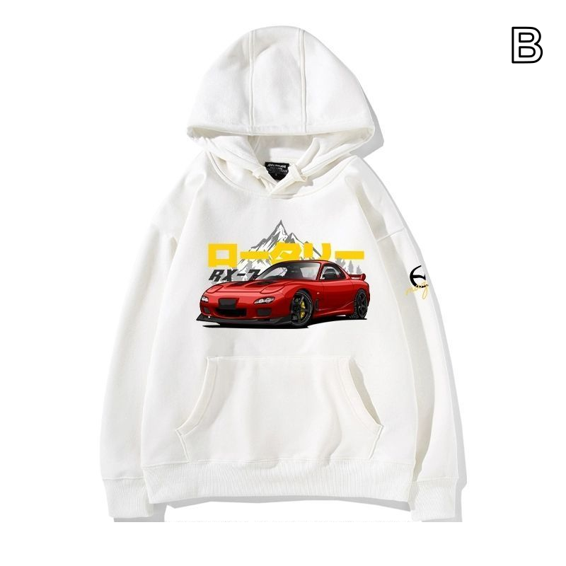 【薄手・裏起毛から選べる】バイカースタイル トップス スポーツカー レタリングプリント ユニセックス 長袖 パーカー