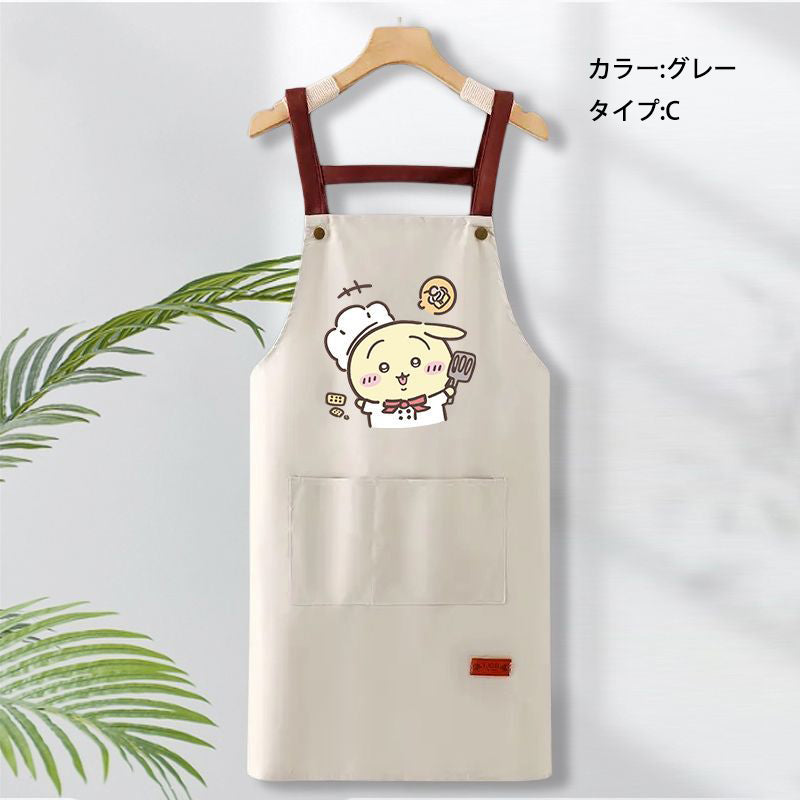 可愛いキャラ ゆるかわ 料理シェフ ‌ 防水 防油 手拭きタオル付き エプロン