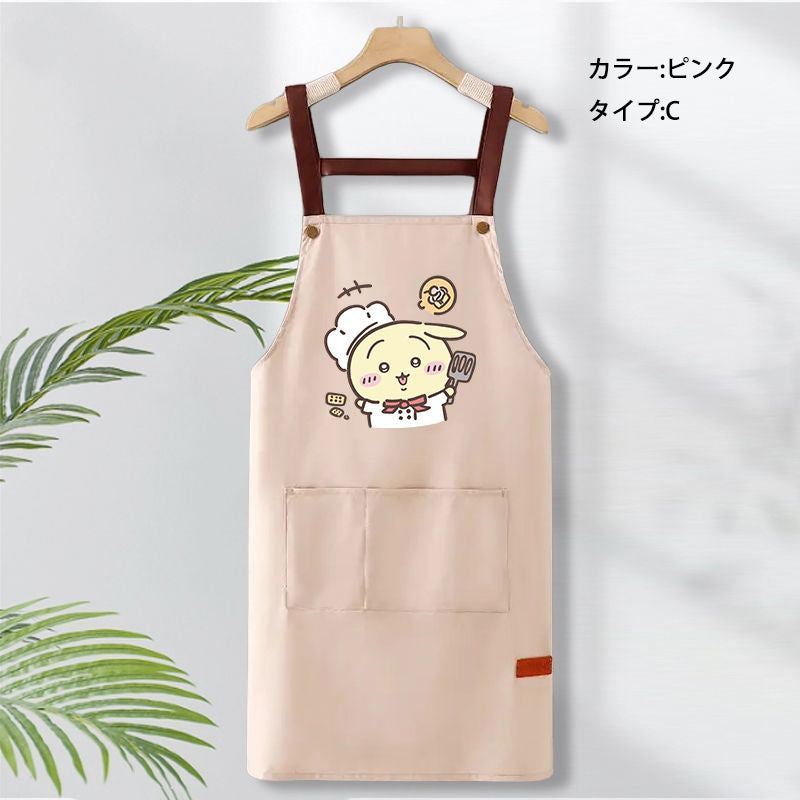 可愛いキャラ ゆるかわ 料理シェフ ‌ 防水 防油 手拭きタオル付き エプロン