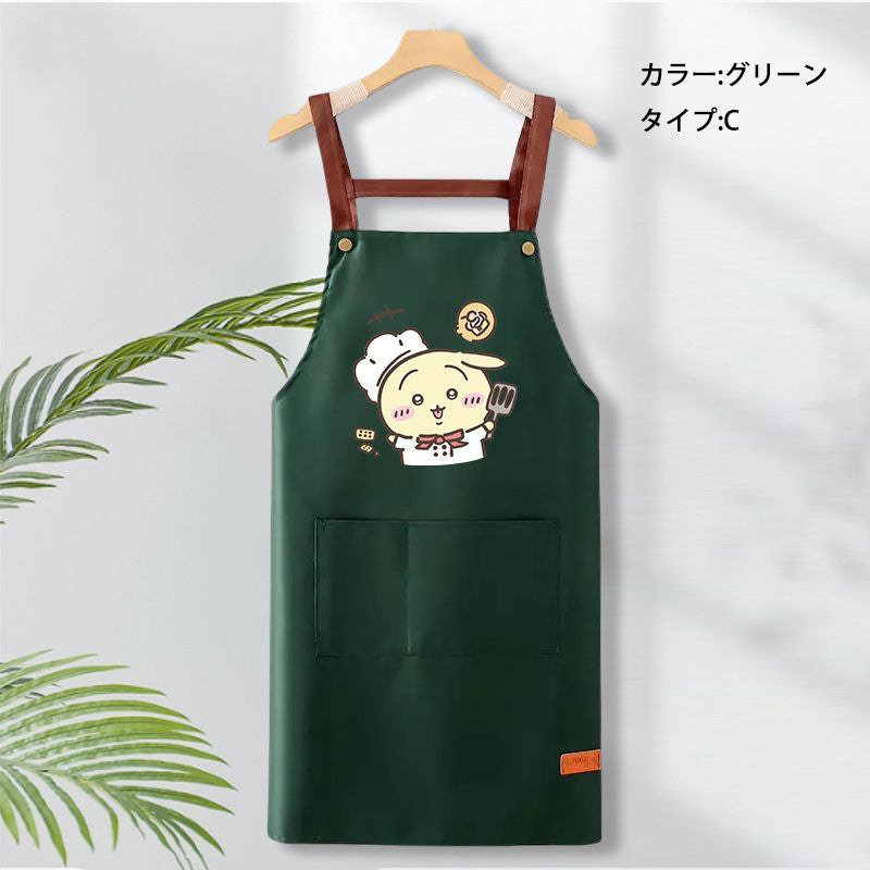 可愛いキャラ ゆるかわ 料理シェフ ‌ 防水 防油 手拭きタオル付き エプロン