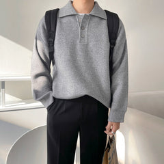 Casual long -sleeved knit polo shirt or2082