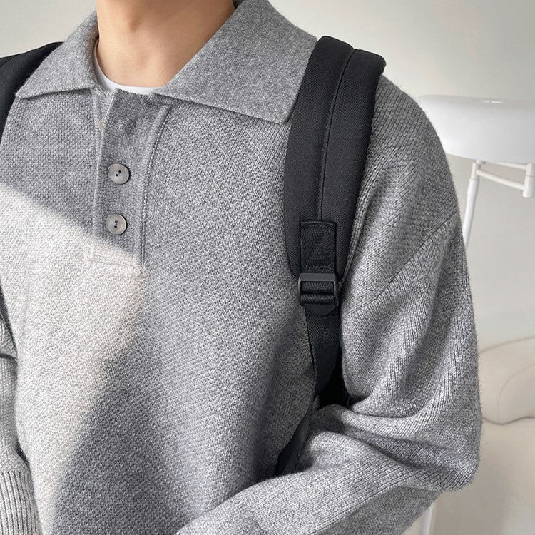 Casual long -sleeved knit polo shirt or2082