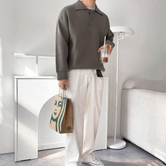 Casual long -sleeved knit polo shirt or2082