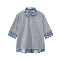 Check collar layered style shirt OR4333