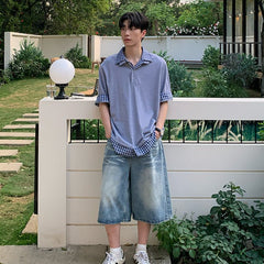 Check collar layered style shirt OR4333