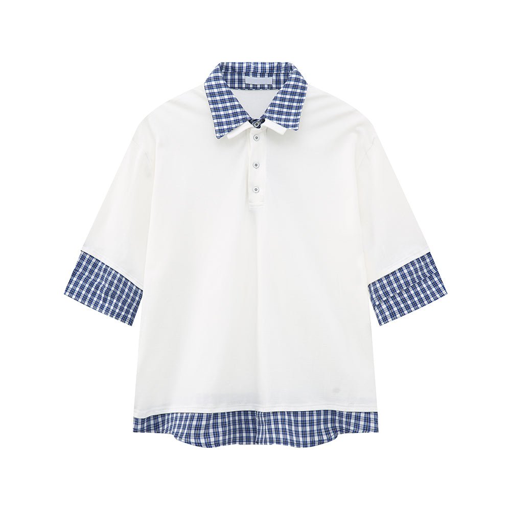 Check collar layered style shirt OR4333