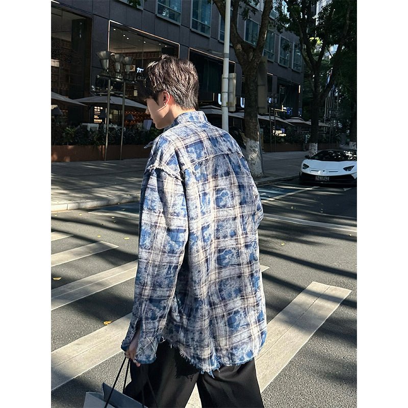 Check pattern contrast shirt or1924