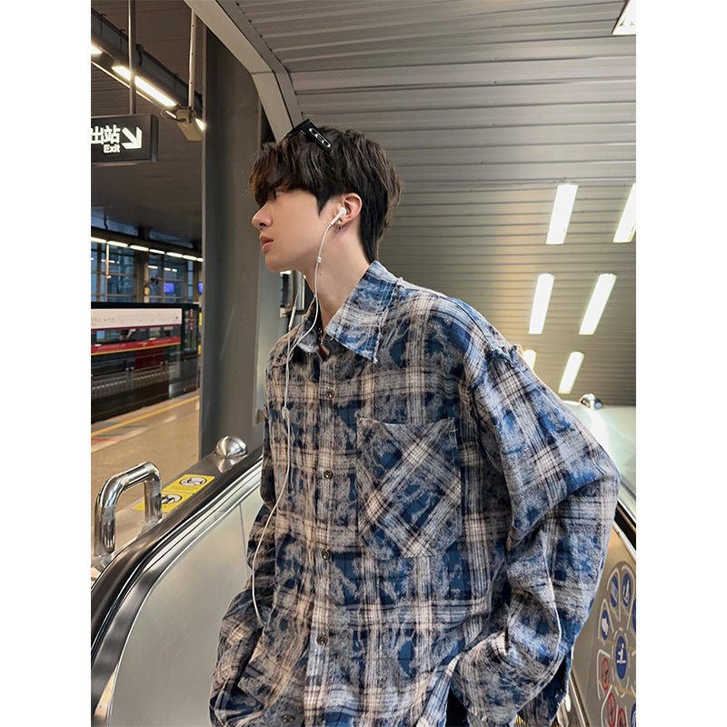 Check pattern contrast shirt or1924