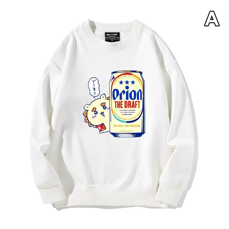 【薄手・裏起毛から選べる】可愛いキャラ ゆるかわ トップス ドリンク缶とキャラクタープリント ユニセックス 長袖 スウェット