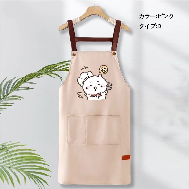 可愛いキャラ ゆるかわ 料理シェフ ‌ 防水 防油 手拭きタオル付き エプロン