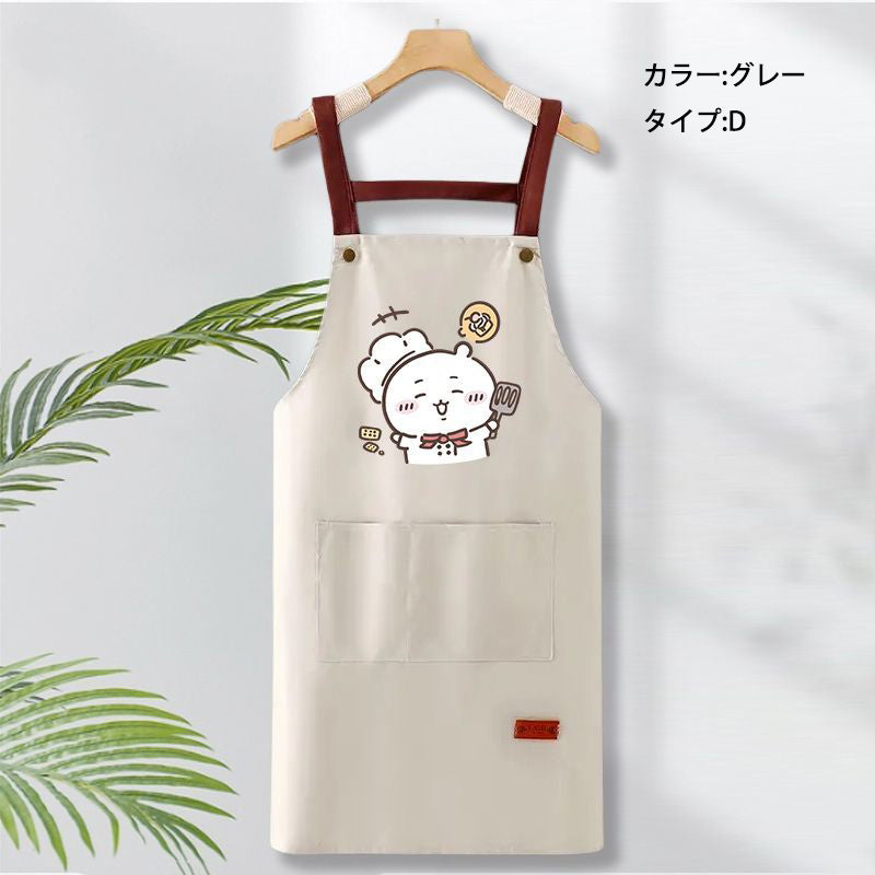 可愛いキャラ ゆるかわ 料理シェフ ‌ 防水 防油 手拭きタオル付き エプロン