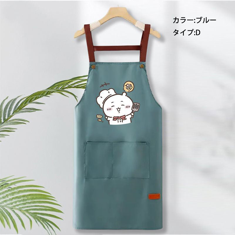 可愛いキャラ ゆるかわ 料理シェフ ‌ 防水 防油 手拭きタオル付き エプロン