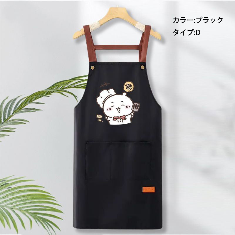 可愛いキャラ ゆるかわ 料理シェフ ‌ 防水 防油 手拭きタオル付き エプロン