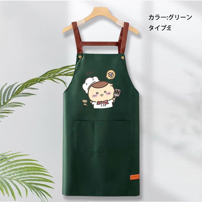 可愛いキャラ ゆるかわ 料理シェフ ‌ 防水 防油 手拭きタオル付き エプロン