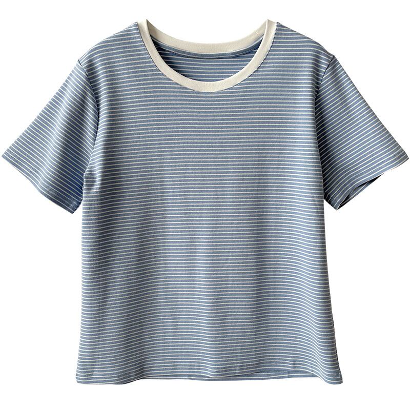 人気上昇中 ラウンドネック ボーダー シンプル Tシャツ 大人カジュアル fashion ootd 夏コーデ ファッション coordinateコーディネート 夏服 カジュアルコーデ 今日のコーデ 大人コーデ レディース