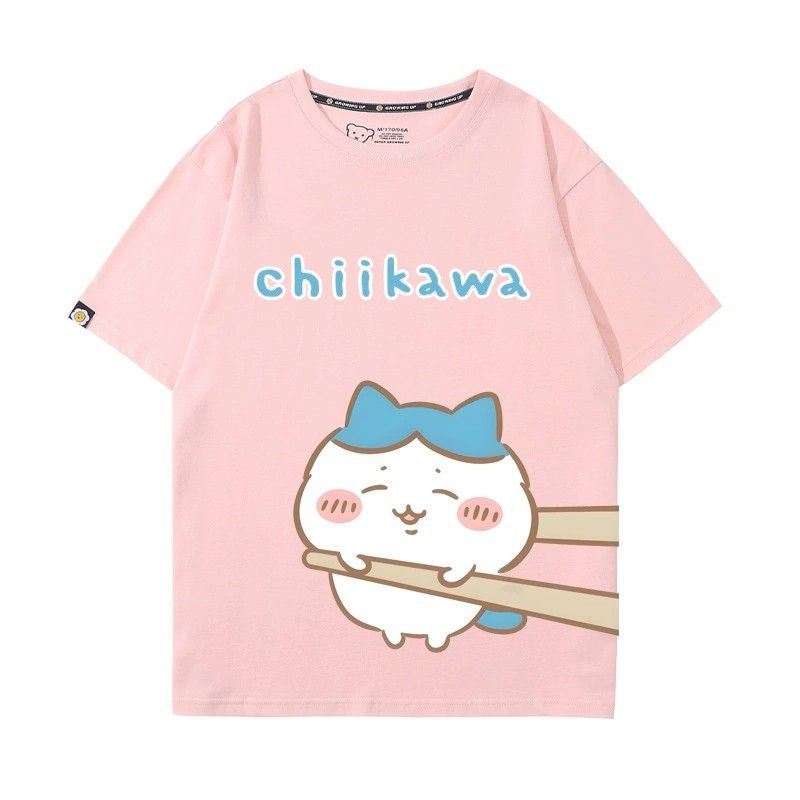 ちいかわシリーズ トップス 箸で挟まれる ハチワレ ユニセックス 半袖Ｔシャツ