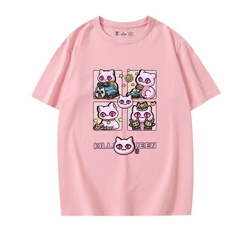 JOJOシリーズ トップス Killer Queen ネコ爆弾 ユニセックス 半袖Ｔシャツ