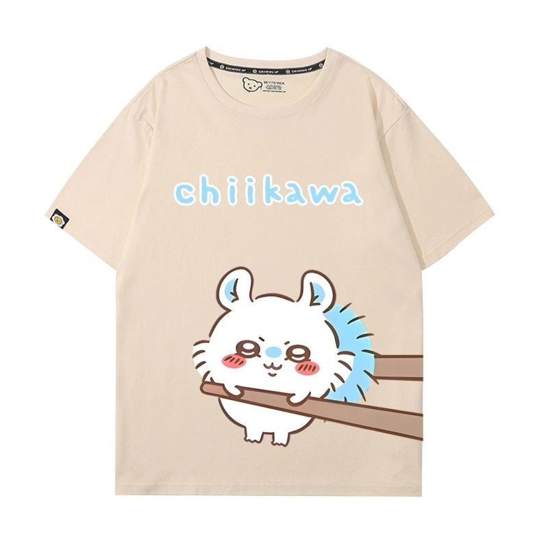 ちいかわシリーズ トップス 箸で挟まれる モモンガ ユニセックス 半袖Ｔシャツ