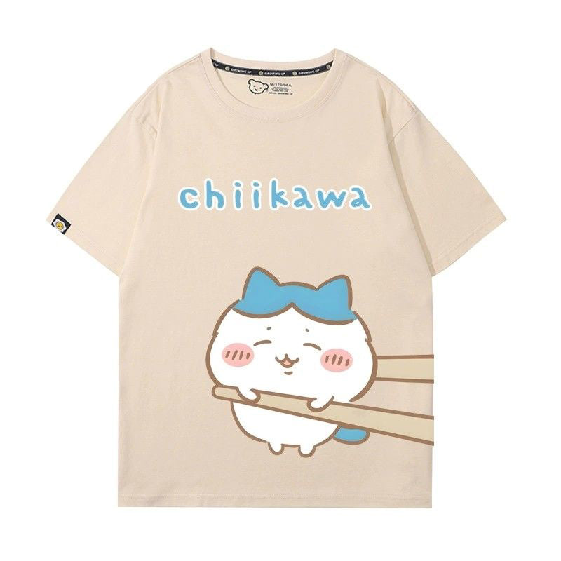 ちいかわシリーズ トップス 箸で挟まれる ハチワレ ユニセックス 半袖Ｔシャツ