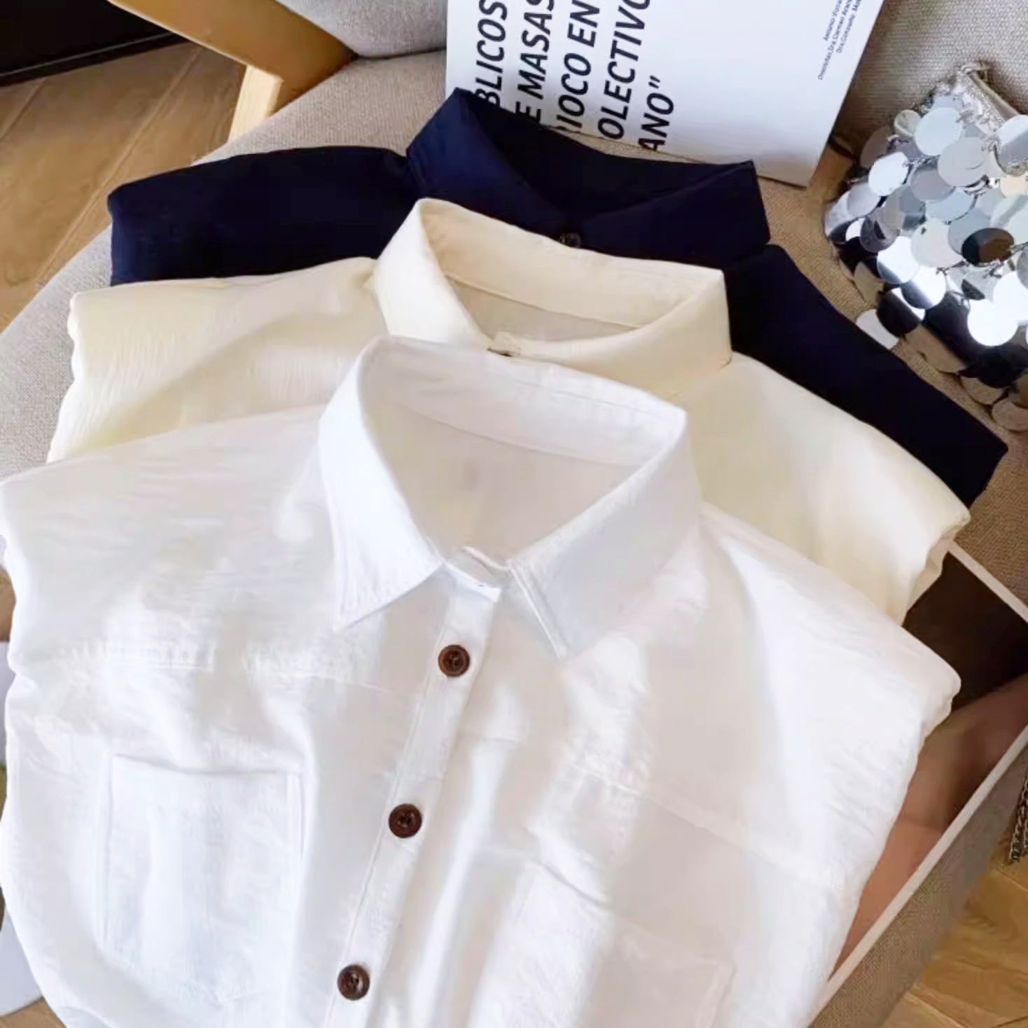 ウエストベルトノースリーブシャツトップス