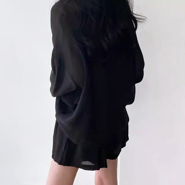 シアーシャツショートパンツセットアップ